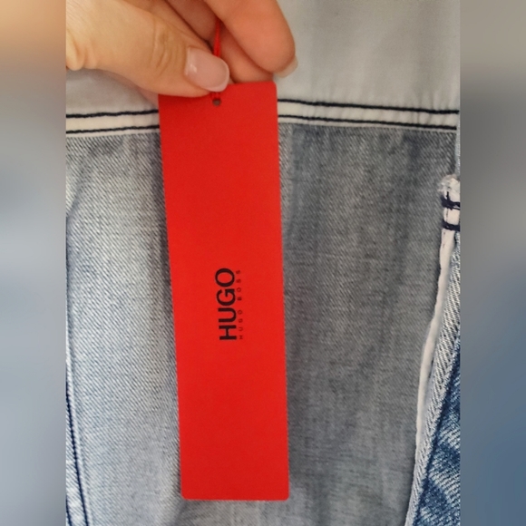 NWT Women's Hugo Boss Gelise Crop Blue Denim Jacket Size XL - Picture 14 of 15